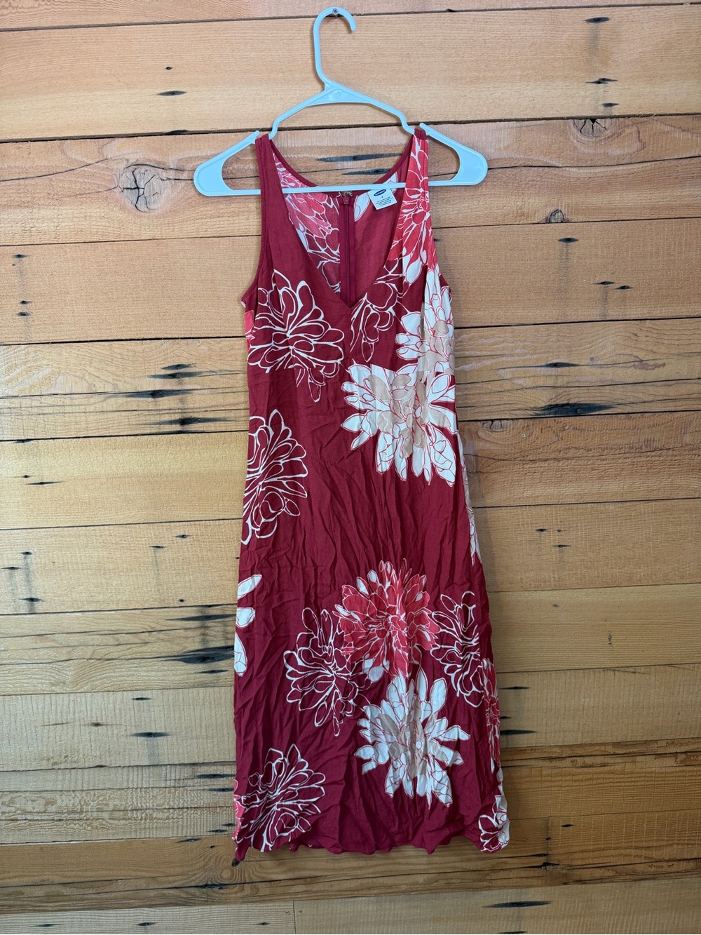 Old Navy Red Floral Midi Dress